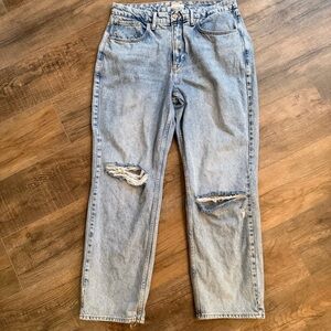 Good American Women 15 Plus Light Blue Ripped Straight Leg Jeans 80s Retro Baggy